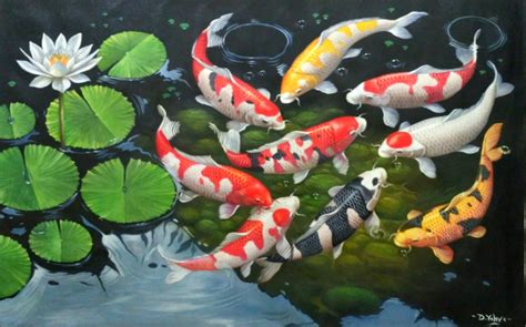 Lukisan Ikan Koi 9 Feng Shui